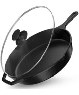 12 inch Saute Fry Pan Pre-Seasoned Cast Iron Skillet With Lid, Frying Pa... - $2,548.63 MXN