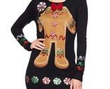 Donna S NERO Brutto Natale Maglione Abito Omino Pan di Zenzero Paillettes - $17.82