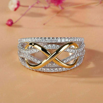 1.20Ct Round Cut VVS1 Diamond Cluster Wedding Band Ring 14K Two Tone Gold Finish - £74.32 GBP
