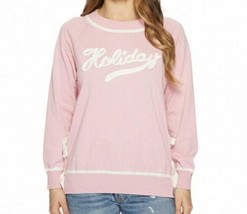 NWT Boutique Moschino Women&#39;s Pink Cotton Holiday Sweater w/Bow Detail Size 36 - £48.28 GBP