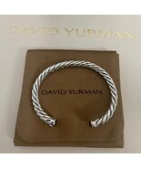 David Yurman 925 Sterling Silver Cable Cuff Bracelet With Black Diamond ... - $989.98