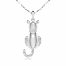 ANGARA 1.3mm Natural Diamond Cat Pendant Necklace in Sterling Silver for Women - £141.44 GBP+