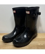 Hunter Original Short Gloss Women&#39;s Rain Boots Black US Sz 10 EU 42 EUC - £25.53 GBP