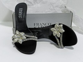 Vintage &#39;Franco® Sarto&#39; Black Rhinestone Open-toe Mule, 3-1/2&quot; Heel, 5-1... - $1,663.92 MXN