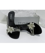 Vintage &#39;Franco® Sarto&#39; Black Rhinestone Open-toe Mule, 3-1/2&quot; Heel, 5-1... - $90.00