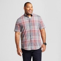 Goodfellow Short Sleeve Button Down Shirt Plaid Big &amp;Tall Gray Various S... - £14.38 GBP