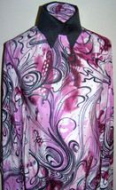 Swirly Mauve Pink Burgundy Hologram Sequin Dot Lycra Stretch Fabric 1 Yard 15 in - £28.28 GBP