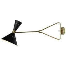 Italian Adjustable Wall Light Rafaela Black Modern Brass Mid Century Wal... - $312.28