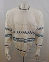 Club International Acrylic Men&#39;s White Blue Long Sleeve Crew Neck Sweate... - $150.53 MXN