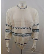 Club International Acrylic Men&#39;s White Blue Long Sleeve Crew Neck Sweate... - $148.98 MXN
