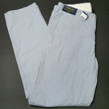 NEW Polo Ralph Lauren Mens 34x32 Seersucker Pants Striped Blue Straight Slim Fit - £45.86 GBP