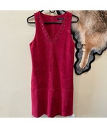 SugarLips Faux Suede Grommet Sleeveless Shift Dress Festival Boho Red Go... - $18.48
