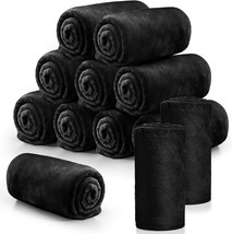 12 Pcs Flannel Fleece Throw Blanket Bulk 50 X 60 Inch Soft Fleece Blanket, Black - £51.85 GBP