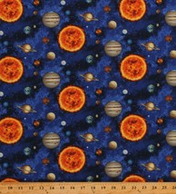 Cotton Planets Solar System Outer Space Galaxy Fabric Print by the Yard D564.48 - £10.98 GBP