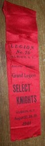 1901 ANTIQUE GRAND LEGION SELECT KNIGHTS ALBION NY CONVENTION RIBBON - $9.89