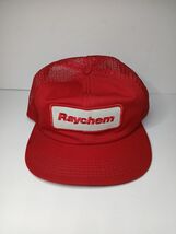 Vintage Red Snap Back Mesh Trucker Hat Large Raychem Patch 1980's Made I... - $9.90