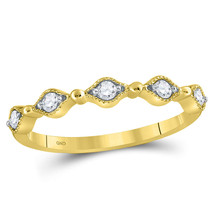 10kt Yellow Gold Womens Round Diamond Stackable Band Ring 1/8 Cttw - £157.37 GBP