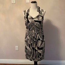 EUC YIGAL AZROUEL Black &amp; White Abstract Print Silk Jersey Halter Dress ... - $88.11