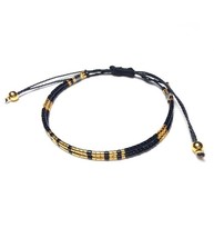 Gold miyuki bracelet beads black and golden friendship for women,stacking bracel - £18.94 GBP