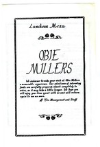 Obie Millers Restaurant Menu Lancaster Pennsylvania - £9.49 GBP