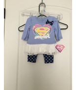 2 Pc SUPERMAN Baby  Girls Set Outfit Size 3/6 Months  - £31.78 GBP