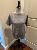 NWOT EILEEN FISHER Gray Wool Blend Silver Lurex Detail Sweater SZ S/P - $78.21