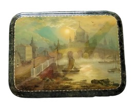 Painted One Genre Russian Fedoskino Lacquer Box &quot;Old Moscow Riverfront&quot;-... - $15,005.87 MXN