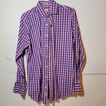 Peter Millar Men&#39;s Dress shirt pink and blue checked size large 100% Cotton - $25.00