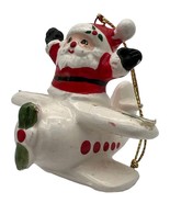 VTG 90s Christmas Santa Airplane Ornament Shelf Decor Festive Holiday - £7.94 GBP