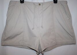 New York &amp; Co Misses XL 16 Shorts Tan Khakis Drawstring Tie Front Zipper... - $10.40