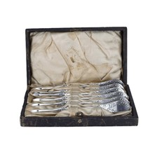 c1890 Nut Pick set in leather covered wood bad derby silver company silv... - £75.06 GBP