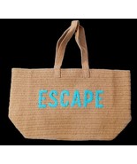 23&quot; Over-sized  Straw Tote - ESCAPE Embroidered Double Handle Weekend Be... - $23.52 CAD