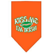 Kiss me I&#39;m Irish Screen Print Bandana Orange Size Large - £9.09 GBP