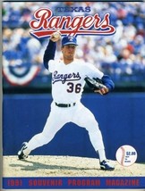 1991  Texas Rangers Souvenir Program Cleveland Indians Baseball Bobby Witt - $18.81