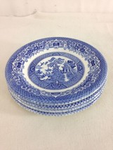 EI English Ironstone Made England 6&quot; Imperial Blue Asian Scene Set of 4 Saucers - £6.96 GBP