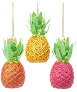 Kurt Adler Noble Gems Yellow Pink Orange Pineapples Holiday Ornaments Se... - £31.13 GBP