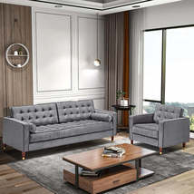 USA Shipping Modern Velvet Big Sofa Set Living Roo - £1,223.00 GBP+