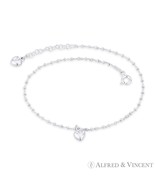6mm Heart Love Charm, Bead, &amp; Cable Link Italy .925 Sterling Silver Chai... - $662.19 MXN