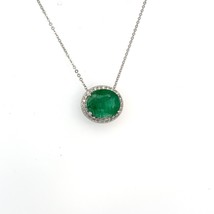 Natural Emerald Diamond Pendant 15&quot; 14k WG 4.06 TCW Certified $6,950 215626 - £2,001.57 GBP