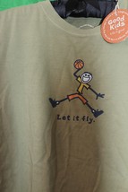 Life Is Good Kids Size Youth 7-8 Medium Green Let It Fly Basketball T Shirt - $24.74