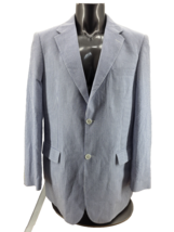 Saddlebred Seersucker Blazer Mens Blue White Sport Coat Jacket Preppy 42L - $68.52