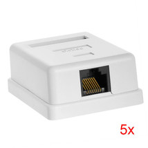 5Pcs 1-Port Single-Port Cat5E Rj45 Ethernet Surface Mount Box W/ Keystone Jack - £36.76 GBP