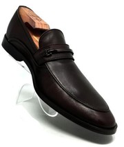 Calvin Klein Nordon Classic Brown Leather Apron Toe Horsebit Loafer Slip Mens 8M - £63.10 GBP