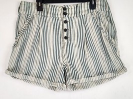 Free People Shorts Womens 10 Blue White Striped Casual Momcore High Waist Frayed - £23.66 GBP