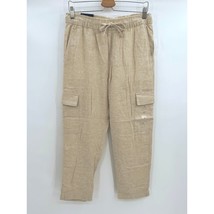 NWT Gap Cargo Tapered Ankle Pants Sz S Beige Linen Blend Pull On - £19.74 GBP