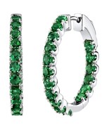 Sterling Silver Simulated Emerald Inside-Out Hoop Earrings - $218.81 CAD