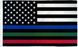 Thin Blue Green Red Line Flag 2x3ft Police Fire Military USA Thin Line Flag 100D - £4.62 GBP