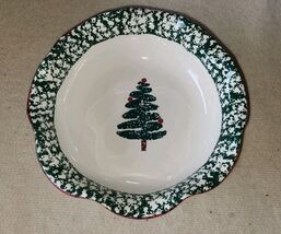 Furio Home VTG 1997 Holiday Christmas Tree Bowl 7.5" Spongeware Scallope... - $14.99