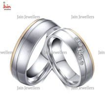 14Kt, 18Kt Solid White Gold CZ Stone His &amp; Her Wedding Couple Bands 2 Pcs Rings - £1,094.19 GBP+