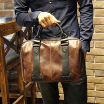 Vintage New Crazy horse PU Leather laptop briefcase business computer bags - £67.16 GBP